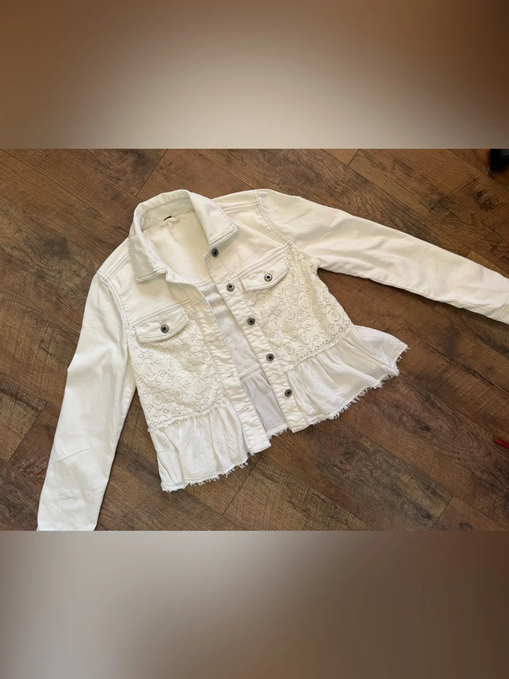 Free People Denim Jacket with Lace - Picture 10 of 10